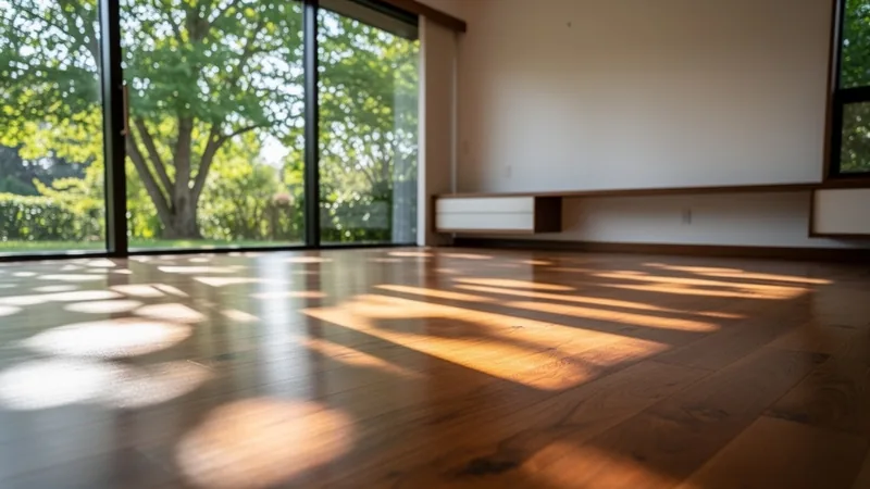 Refinished hardwood flooring in a mid-century home in Fairway, KS