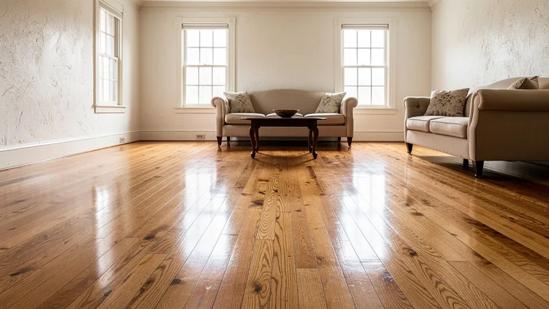 Refinished original oak hardwood flooring in a Prairie Village, KS Cape Cod home