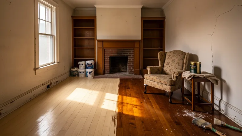 Hardwood floor sanding in a small early-20th-century home in Roeland Park, KS